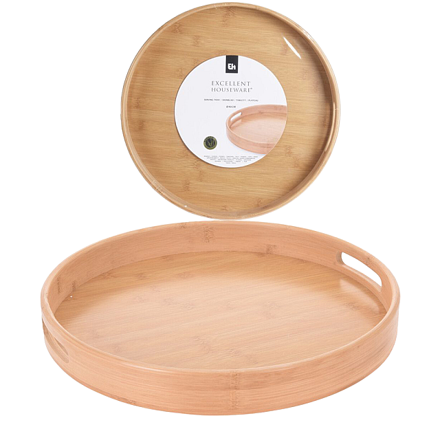 KOOPMAN 784230510 SERVING TRAY ROUND BAMBOO 40CM