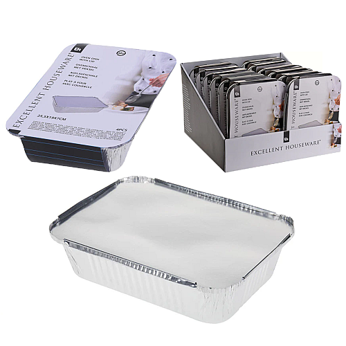 KOOPMAN DV5300100 TRAY ALU WITH CARTON LID SET OF 4PCS, SIZE 255X190X70MM