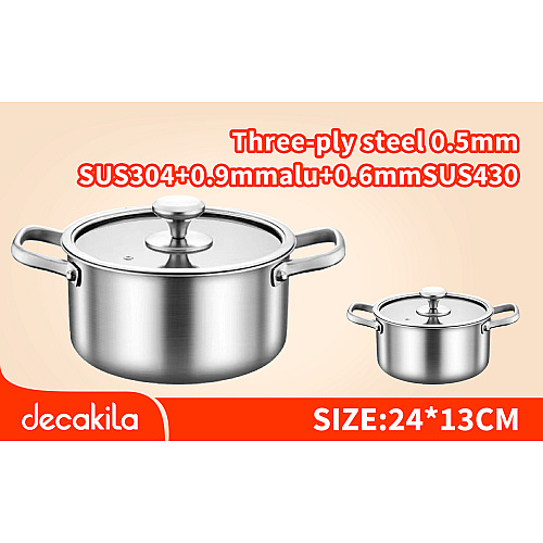 Stainless steel casserole 24*13Cm (ឆ្នាំងអ៊ីណុកក្រាស់)