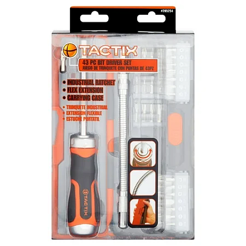 TACTIX 205253 RATCHET DRIVER & BITS SET 43PCS