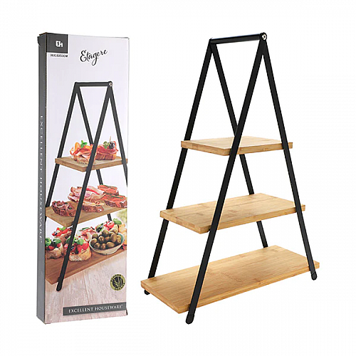 FOOD STAND 3 TIERS BAMBOO 36X1