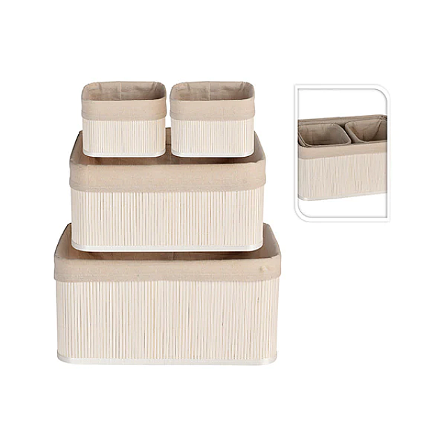 H & S COLLECTION HX9100620 BASKET SET BAMBOO LINEN (...