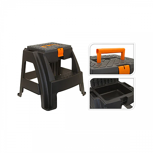 KOOPMAN Y98285010 STOOL WITH TOOLBOX GREY ORANGE