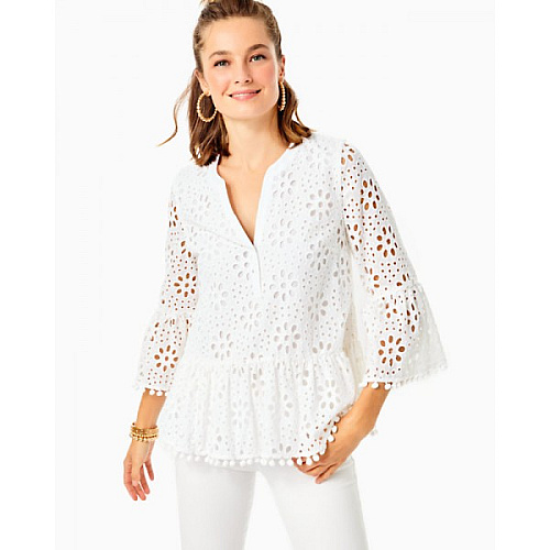 Bekah 3/4 Sleeve Eyelet Top