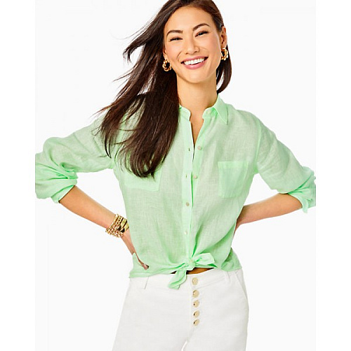 Sea View Linen Button Down Top