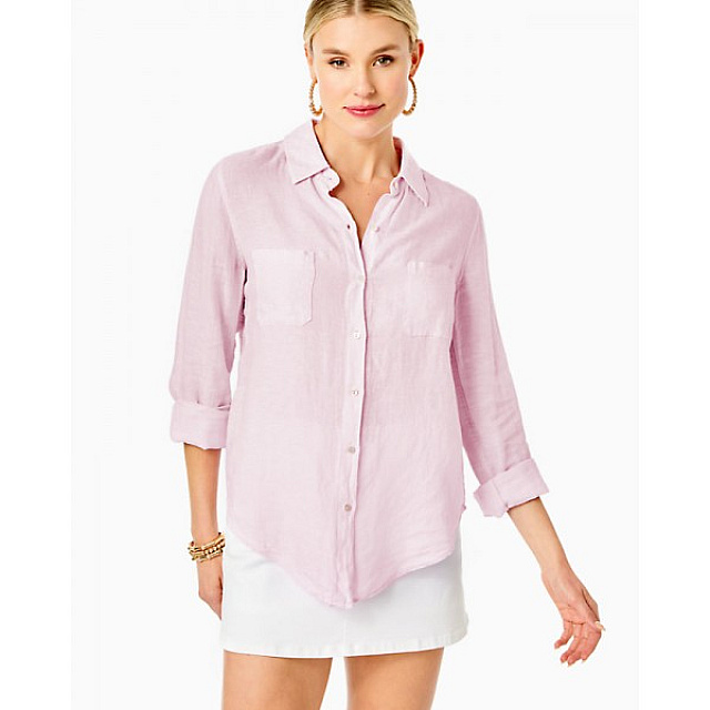 Sea View Linen Button Down Top