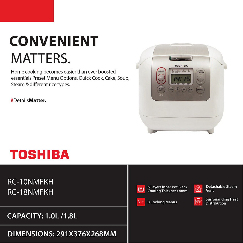 Toshiba Rice Cooker (1.0L)