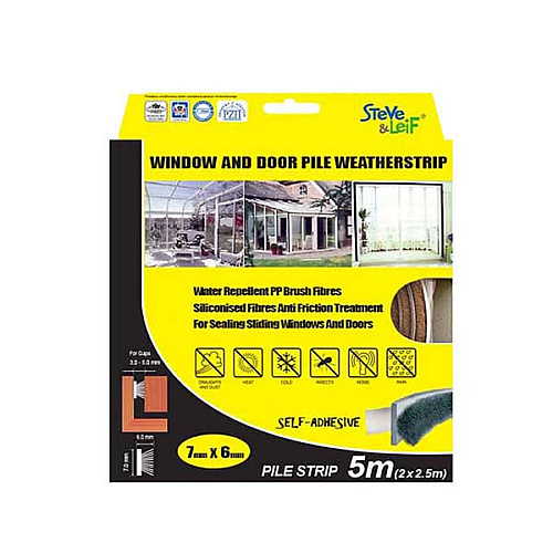 STEVE&LEIF SL-110 PILE WEATHERSTRIP 5M (DARK BROWN) (7X6MM) (2X2.5M)