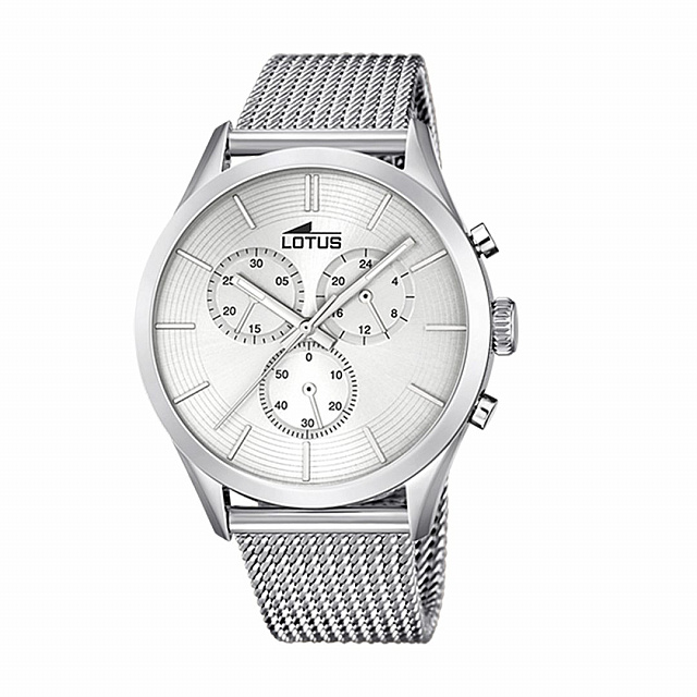 Lotus Men'S Silver Minimalist Stainless Steel Watch ...
