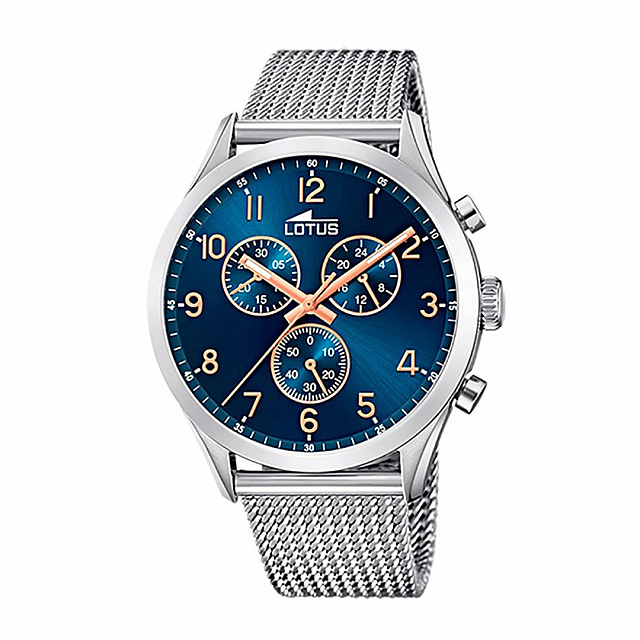 Lotus Men's Blue Minimalist Stainless Steel Watch Br...