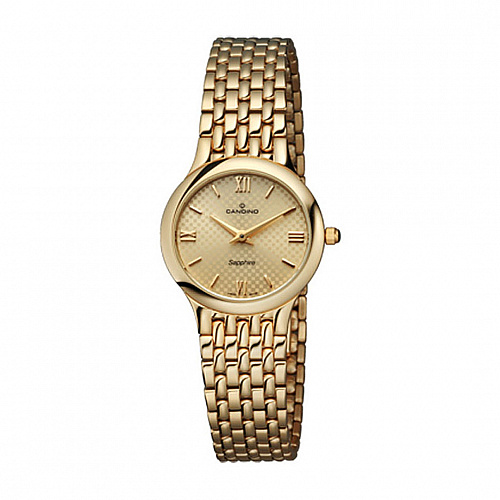 Candino Women's Quartz Watch with Gold Dial Analogue Display and Gold Stainless Steel Bracelet