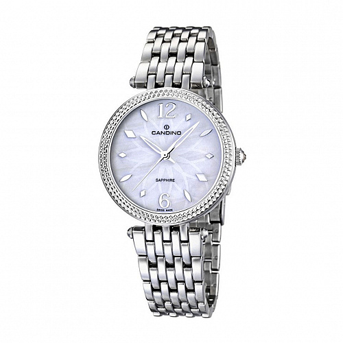 Candino Women's Quartz Watch with Mother of Pearl Dial Analogue Display and Silver Stainless Steel Bracelet