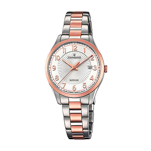 Candino C4610/1 Women's Date Classic Quartz Watch with Stainless Steel Strap, Silver silver, copper, rose gold., Bracelet