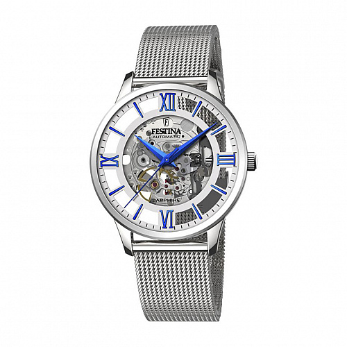 Festina Skeleton Men'S Silver Automatic Stainless Steel Watch Bracelet F20534/1
