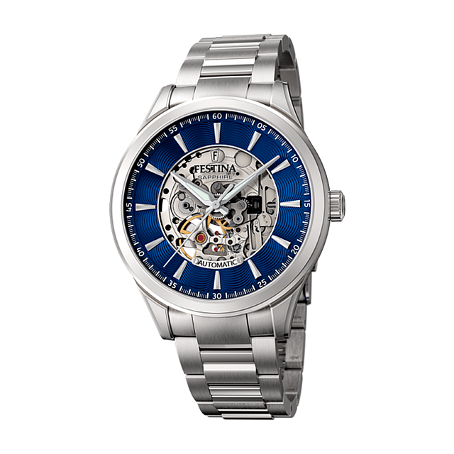 Festina Skeleton Men'S Blue Automatic Stainless Stee...