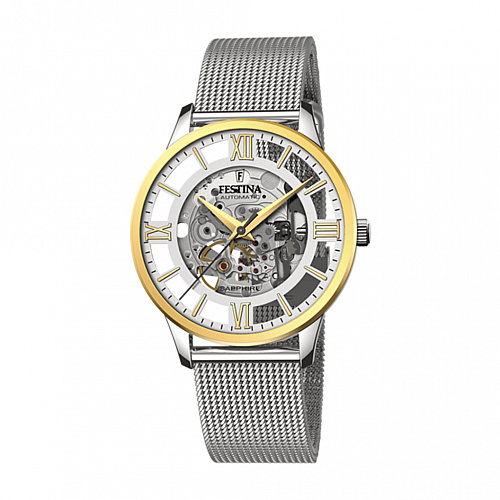 Festina Skeleton Men'S Silver Automatic Stainless Steel Watch Bracelet F20537/1
