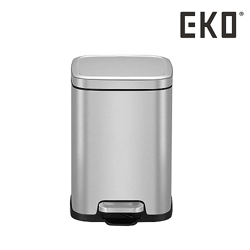 12L Square Step Bin - Silver