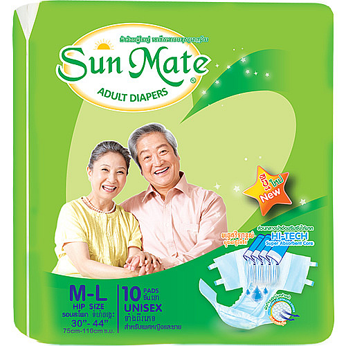 Sunmate Diapers ខោទឹកនោមមនុស្សចាស់ (បកបិត)  M/L 10 X 12